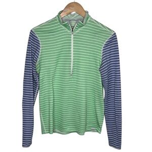 Patagonia Blue Green Striped Zip Capilene 3 Pullover Women Size M BLEMISH